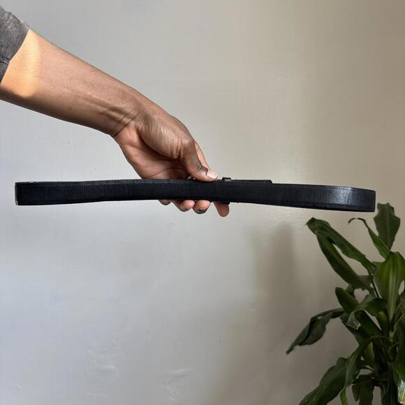 Vintage 90s Black faux Lizard Embossed Leather Belt // Silver Buckle - Picture 4 of 4